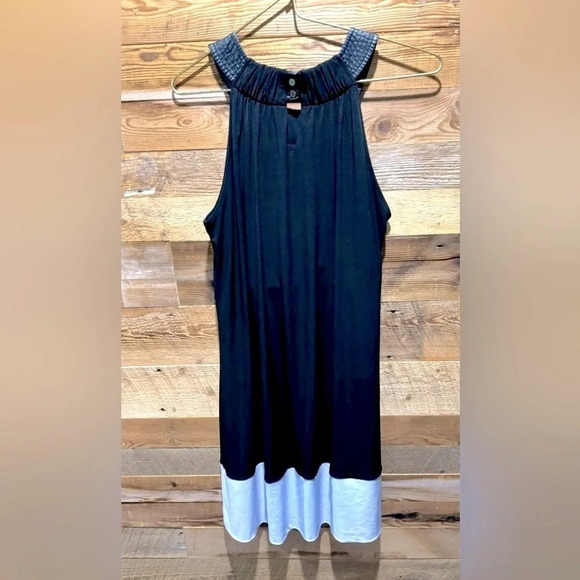 Calvin Klein Slinky dress Vegan Leather USM black white built-in bra party flowy - Picture 2 of 7